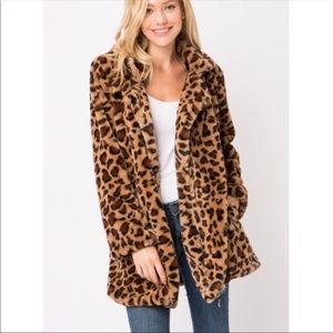 Leopard Print Faux Fur Coat